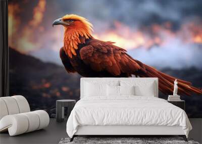 phoenix volcanic landscape with fire  Wall mural