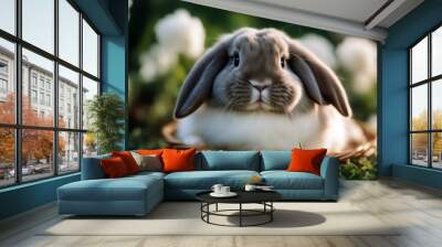 rabbit Holland Baby cute lop background sweet offspring yellow fur nature fluffy pretty white small looking domestic mammal easter cream brown studio adorable little Wall mural