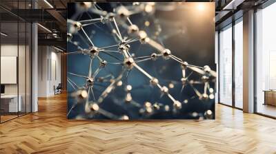 series silver blue structure network pyramid leadership organisation communication technology computer construction cyberspace connection frame white cube abstract molecular isolated attached Wall mural