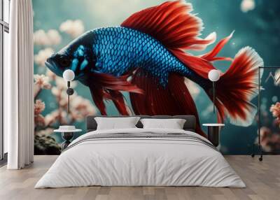 Siamese fish fighting closeup colourful nobody no people 1 animal alone studio ocean life Wall mural