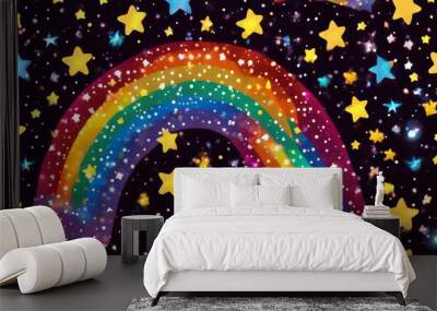 sky stars galaxy celestial background pattern rainbow big glitter night fun confetti seamless glistering star colours abstract blue colourful design light texture dec Wall mural