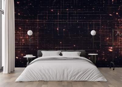 text copyspace grid background placeholder retro Sci fi outer network techno vibrant digital technology galaxy  Wall mural