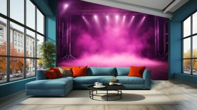 wallpaper spotlights scene background purple empty effect smoke stage pink illustration spotlight light smoky spot bright design dark disco concert Wall mural