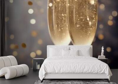 wine champagne eve year's drink celebration party confetti champaign holiday new year goggles Wall mural