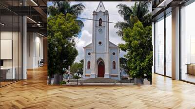 Neo-Gothic style church in the central square, Ritapolis, Minas Gerais, Brazil Wall mural