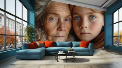 Grandmother with Grandson Wall mural