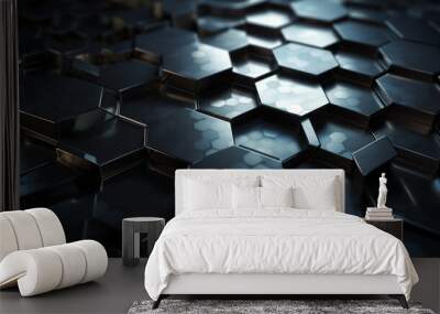 Hexagonal abstract metal concept wallpaper background Generative AI Wall mural