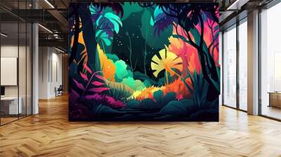 Tropical exotic seamless pattern Generative AI Wall mural