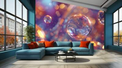 Shimmering liquid mirrors reflecting the fleeting nature of the universe Wall mural