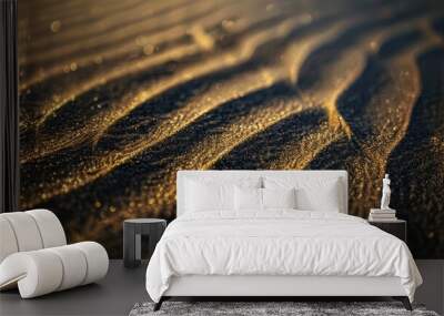 Wavy patterns formed by wind on sand Wall mural