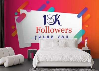 1000 followers vector. 1k followers Greeting social card: thank you, followers. Congratulations on the follower design template. Wall mural