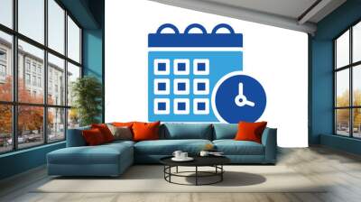 calendar icon color or logo illustration glyph color blue style Wall mural