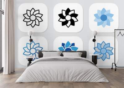 flower icons with various design styles Wall mural