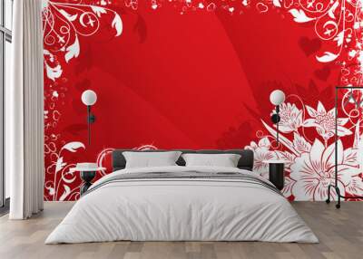 Abstrack patttern floral background with red color vector Wall mural