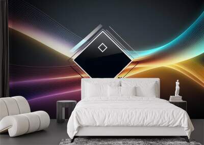 abstract background with a diamond shape and colorful lines Wall mural