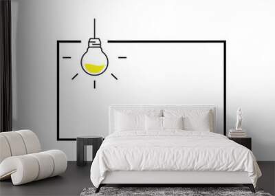 black frame with hanging bulb like like did you know. concept of easy recipe or think outside box or importance facts. outline flat simple trend graphic linear web banner art design thin line element Wall mural