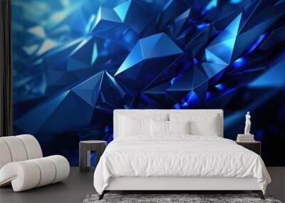 blue technology concept background. Molecules technology with polygonal shapes AI generated Wall mural