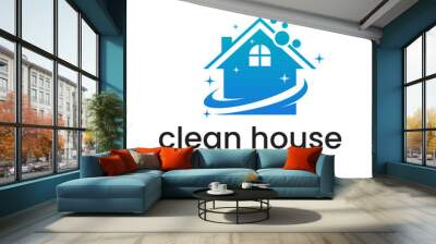 creative clean house logo design circle illustration Wall mural