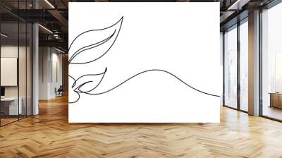 Leaf enviroment line art style grow leaves vector eps 10 Wall mural