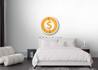 money logo combination. Fast pay symbol or icon. Unique cash and digital logotype design template. Wall mural