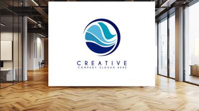 Ocean wave logo design template element. Ocean wave icon. suitable for holiday and traveling logos isolated on white background Wall mural