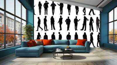 silhouettes of people working group of standing business people vector eps 10 Wall mural