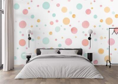 Watercolor Polka Dot Seamless Pattern Wall mural