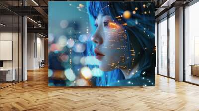 Woman futuristic digital eye Wall mural