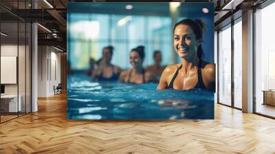 Active women enjoying aqua fit class in a pool Wall mural