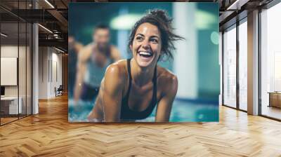 Active women enjoying aqua fit class in a pool Wall mural