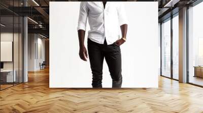 African man wearing Casual attire, walking forward, white background Wall mural