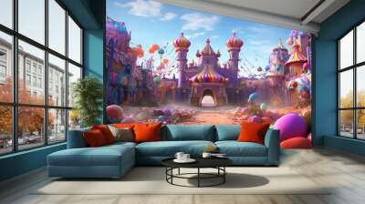 carnival festival themed background, 3d Wall mural