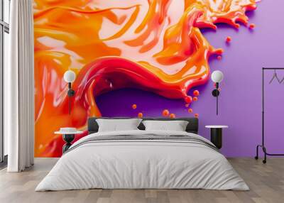 Abstract vibrant multi-color wet paint drops and splotch Wall mural