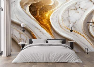 Swirls of marble or the ripples of agate. Liquid marble texture. Fluid art. abstract waves skin wall luxurious art ideas. 3D Rendering Wall mural