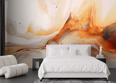 Swirls of marble or the ripples of agate. Liquid marble texture. Fluid art. abstract waves skin wall luxurious art ideas. Generative AI Wall mural