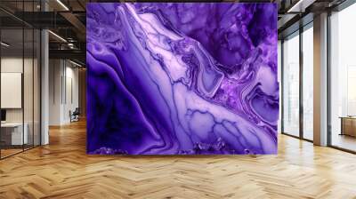 Swirls of purple marble. Liquid marble texture. Fluid art. abstract waves skin wall luxurious art ideas.  Wall mural