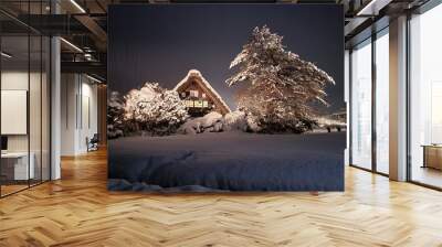 house in the snow Wall mural