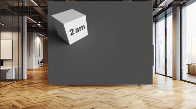 3D RENDERING WORDS 2 am ON WHITE CUBE, STOCK PHOTO Wall mural