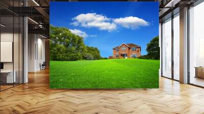 Green landscape and new house Wall mural