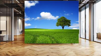 green tree in nature landscape Wall mural