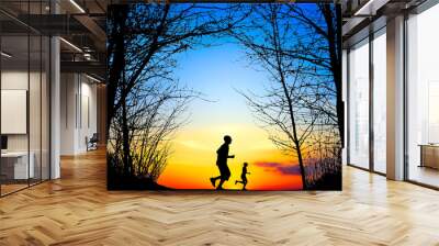 Running at Sunset Wall mural