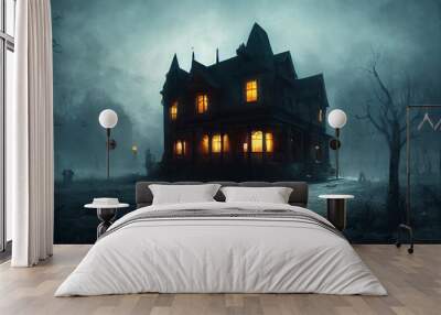 haunted house in the woods Wall mural