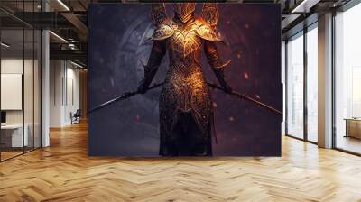 knight with two swords Wall mural