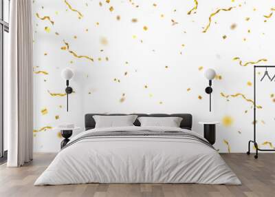 3D gold confetti that floats down to celebrate Wall mural