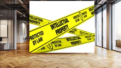 Intellectual property. Yellow warning tapes Wall mural