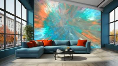 Colorful lines fractals - rainbow explosion Wall mural