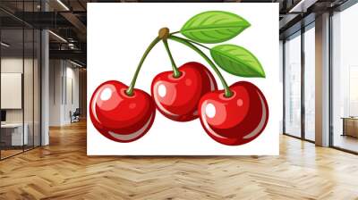 cherries with leaves Wall mural