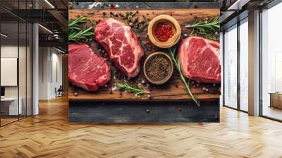 beef slices on top of table Wall mural