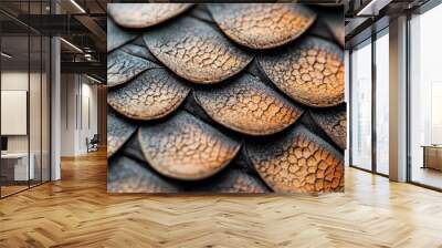  A detailed shot of dragon scale texture, gold and black painted Wall mural