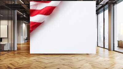  A red, white, and blue American flag against a white backdrop; include area for US flag replica Wall mural